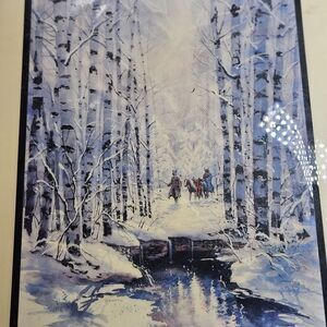 Native Milton Lewis "Winter At Rosebud Creek"‎ Tile For Decorative Use 12" X 12"